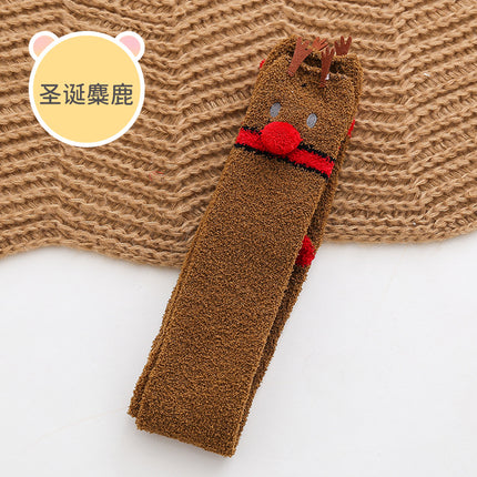Coral fleece winter thickened socks women's Christmas socks cute cartoon home socks floor over-the-knee long women's socks ins