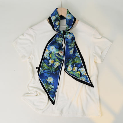 2025 European and American-style Beveled Silk Scarf Cross-border Silk Cashew Dot Long High-end Ribbon Scarf Women's Belt