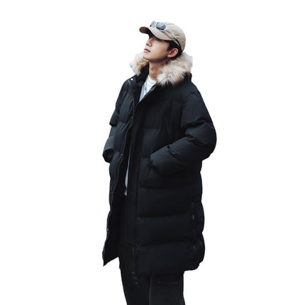 New Long Men's Big Wool Collar Thickened Extra Large Warm and Cold-proof Fashionable Jacket for Youth Fashionable Couple Clothes plus size Bread Clothes