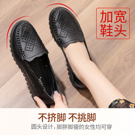 Mom's Shoes, Clogs, Soft-Soled, Non-Tiring Women's Shoes, Breathable Sandals for Middle-Aged and Elderly People, Non-Slip Leather Shoes, Middle-Aged Summer Shoes