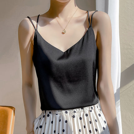 2025 Summer Silk Beauty Back Camisole Women's Acetate Top Sexy Bottoming Shirt Summer Outer Suit