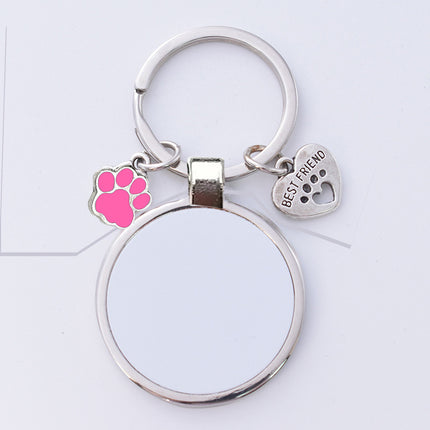 Amazon Cross-border Thermal Transfer Keychain Pet Keychain Metal Blank Thermal Transfer Keychain Pendant