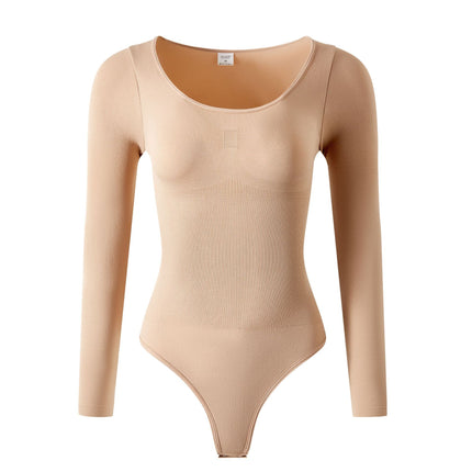 Long-Sleeved Body-Shaping Jumpsuit for Women, Waist-Cinching and Body-Shaping Garment, Seamless Tummy-Tightening and Butt-Lifting Tight-Fitting Base Layer Shapewear