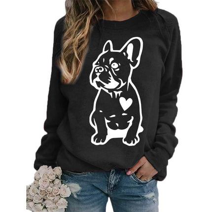 Foreign trade supply dog love printing round neck jacket sweater European size women's coat long sleeve cross-border autumn and winter leisure