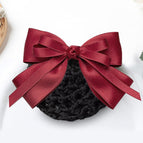 8-character bow hair net [burgundy coarse mesh]
