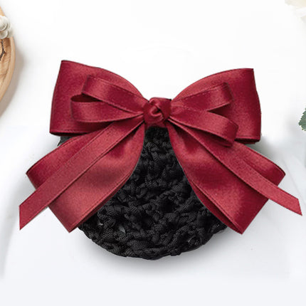 Stewardess Net Pocket Head Flower Professional Hair Net Nurse Female Bank Hotel Hairpin Bow New High-end Sense Hair Accessories