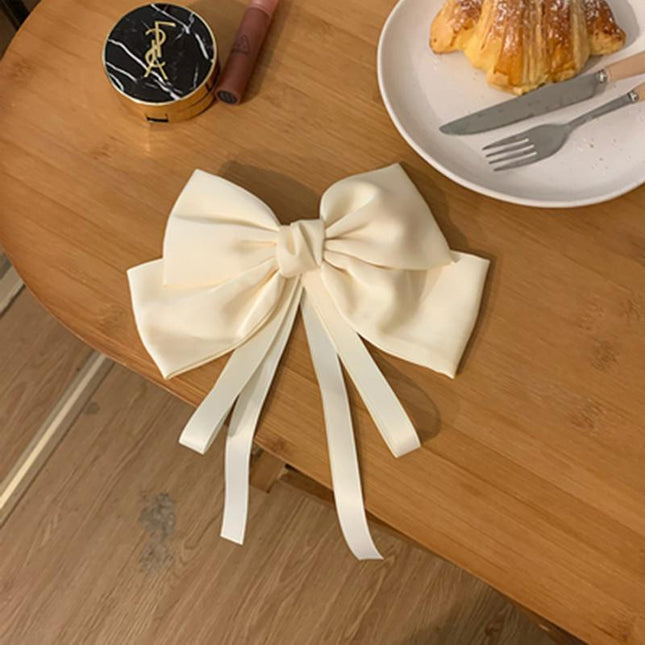 Summer big bow ribbon hairpin women's high-grade back head top clip spring clip hairpin clip hair accessories 17cm