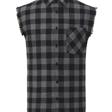 Europe and the United States cross-border personality men's jacket plaid sleeveless shirt men's casual shirt tassel craft shirt foreign trade fixed