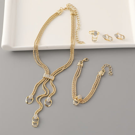 Hot Fashion Evening suit Jewelry Crystal Bridal Necklace Earrings Bracelet Four Pieces suit Boutique Light Luxury Jewelry