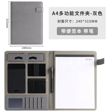 Multi-function A4 folder business contract sales manager clip leather contract pad talk single mobile phone holder