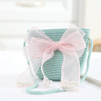 Pink pearl bow bag green