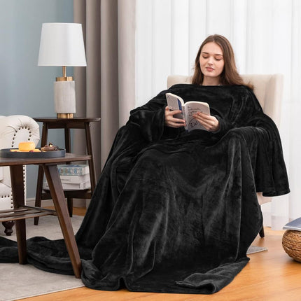 Classic Sherpa Hooded Blanket, Warm and Comfortable, Can Be Worn as a Cape or Shawl, Soft and Suitable for Home Use, Tv-Watching, Lazy Cloud Mink Fleece