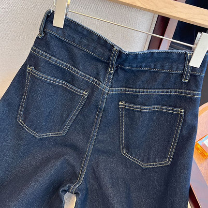 Tannin Blue Wide Leg Jeans Women's Autumn 2024 New Loose Straight High Waist Slimming Dark Dummy Mop Pants