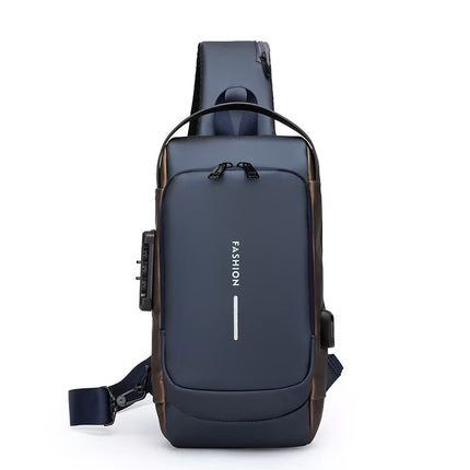 Cross-Border Multifunctional Men's Chest Bag Business Travel USB Charging Trendy Men's Shoulder Bag Outdoor Leisure Travel Backpack