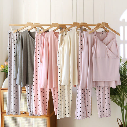 New month clothing spring and summer modal three-piece long sleeve trousers pregnant women nursing pajamas a generation of hair