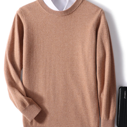 Autumn and Winter New Youth Business Casual Sweater Men's Sweater Solid Color Loose Crewneck Wool Knitted Base Sweater