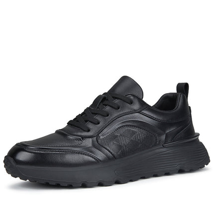 Genuine Leather Sneakers Casual Men's Shoes Spring Versatile Thick-Soled Dad-Style Cowhide Running Shoes Men's 6338 Comfortable