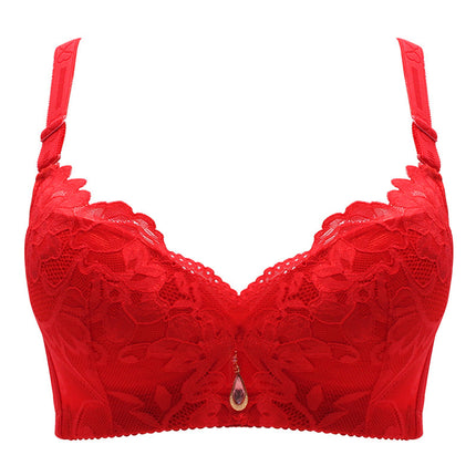 A- E Cup Super plus size Bra Full Cup Bra Lace Traditional Women's Underwear with Steel Ring Gathering Adjustable Thin