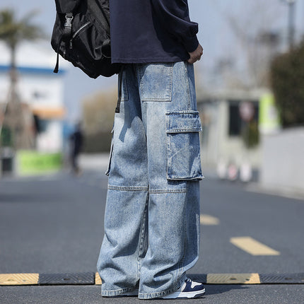 Cargo Jeans Men's American Style Loose Youth Straight Pants Men's Pants New Spring and Autumn Casual Trousers