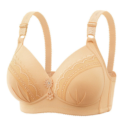plus size Thin Non-Rings Push-up Adjustable Bra Full Cup Comfortable Breathable Sexy Lace Underwear Women's Bra
