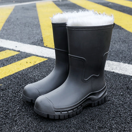 Rain Boots Men's Mid-Tube Adult Fishing Non-Slip Lightweight 2025 New Men's Rain Boots Waterproof Fleece-Lined Rubber Shoes Water Shoes