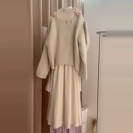 Sense Knitted dress Children's Autumn and Winter 2025 New French Temperament Tight Waist Inner Sweater Two-Piece Set