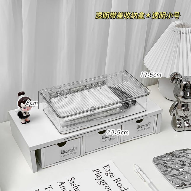 Acrylic Storage Box with Lid for Desktop, Desk Organizer for Cosmetics, Jewelry, and Miscellaneous Items, Multifunctional Storage Basket