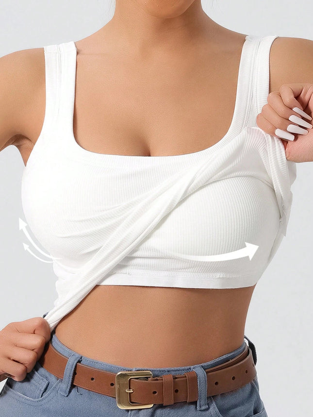 European and American Amazon cross-border U-collar backless vest with removable pad, slim-body version of basic vest