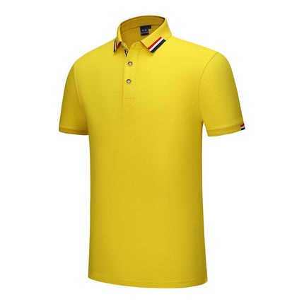 230G ice ion mercerized British fashion three-color side polo shirt printed enterprise advertising shirt overalls wholesale
