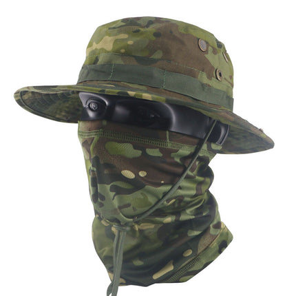 Summer Camouflage Tactical Penny Hat suit Multi-function Magic Hood Fishing Hat Fisherman Hat Sunscreen Breathable Hat