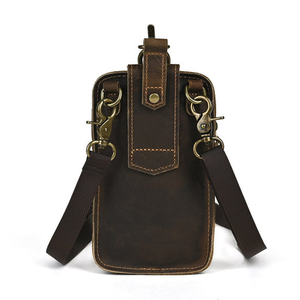 Cross-border Genuine Leather Men's Waist Bag Top Layer Cowhide Outdoor Backpack Crazy Horse Leather Belt Mobile Phone Bag