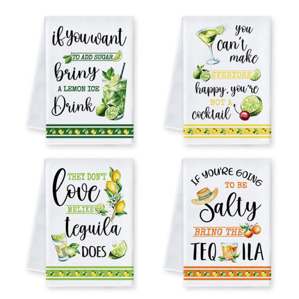 Cross-Border New Fruit Lemon Drink Printed Kitchen Dish Towel Table Decoration Holiday Towel Drop Shipping Can Be Labeled