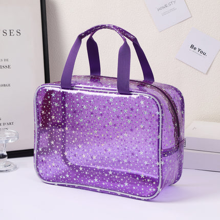 New Pvc Toiletry Makeup Brush Travel Zipper Tote Bag Cosmetic Small Star Makeup Bag Convenient and Large Capacity