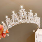 Silver leaf water drop bead crown (handmade model)