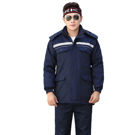 Anti-Static Work Cotton Jacket for Men, Detachable, Cold-Proof and Warm, with Reflective Strips, Power Industry Protective Clothing, Removable Liner