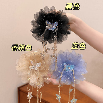 Spring and Summer New Style Versatile Hair Clip with Tassels, Flower Bow, and Mesh Flower Decoration