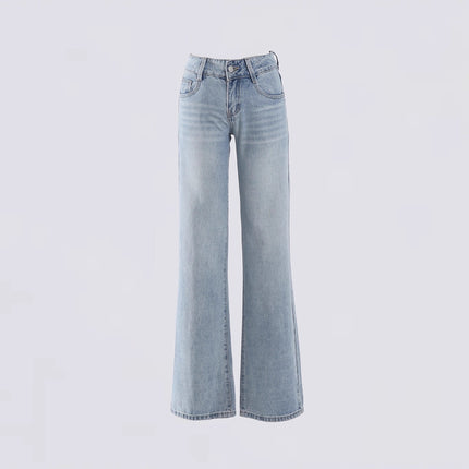 2025 American Retro Low-Waist Loose Hot Girl Straight Pants Versatile Drape Jeans Women's Autumn Long Pants Extended