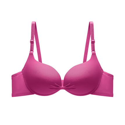 Cross-border in stock and foreign trade solid color glossing bra women with steel ring top support gathered seamless underwear anti-sagging bra