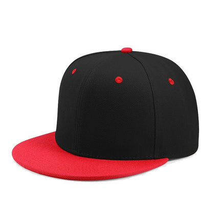 Cross-Border Color-Blocked American-Style Six-Panel Flat-Brim Hip-Hop Hat for Men and Women, Solid Color Plain Flat-Brim Hip-Hop Baseball Cap, Unisex