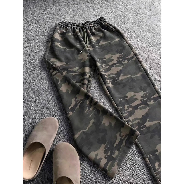 American Retro Camouflage Sports Sweatpants Men's Autumn Trendy Heavy Straight Sports Pants Cleanfit Casual Pants