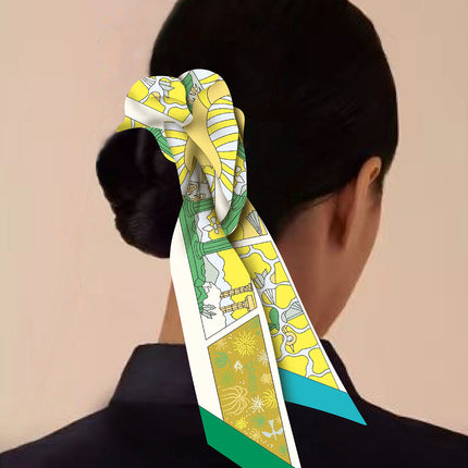 Korean style spring foreign trade new twill silk women's all-match decorative ponytail hair tie hair band girl hair tie hair accessories