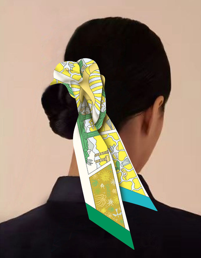 Korean style spring foreign trade new twill silk women's all-match decorative ponytail hair tie hair band girl hair tie hair accessories