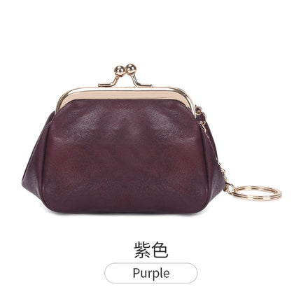Retro Clip Coin Purse 2024 New Girls Compact Portable Key Bag Solid Color Easiest for Match Coin Storage Bag