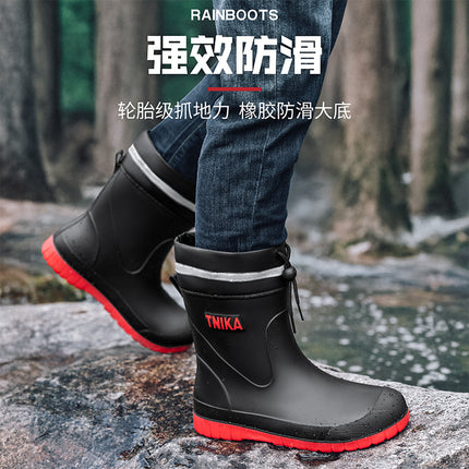Men's Drawstring Multi-Height Outdoor All-Purpose Rain Boots 20/30/39 Medium-High Anti-Slip Fishing Wading Shoes Labor Protection Shoes