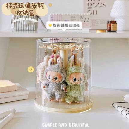 Labubu Doll Storage Box Rotating Bucket Display Transparent Vinyl Doll Bubble Mart Storage Box