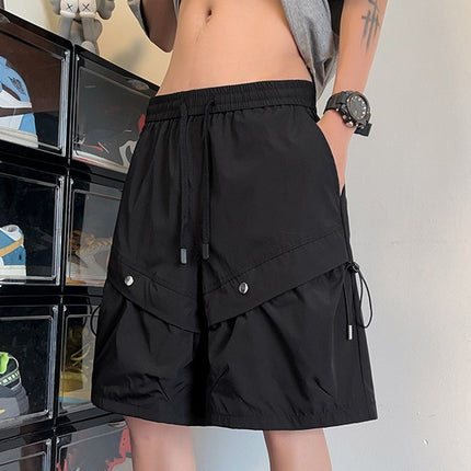 Men's Cargo Shorts for Summer, High Street Style, Large Pockets, American Straight-Leg Sports Pants, Casual Knee-Length Shorts, Trendy and Versatile