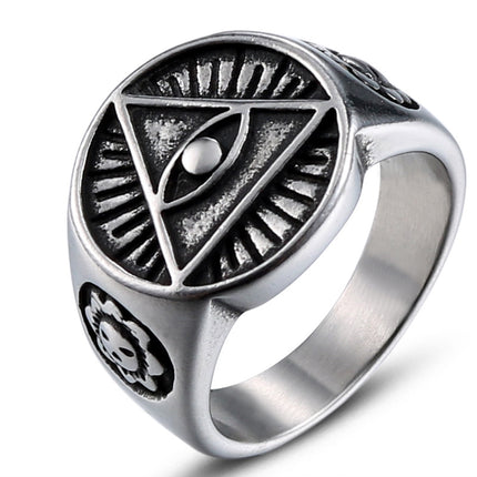 European and American Popular Jewelry Stainless Steel Ring Space Eye Ring Retro Trendy Male Stylish Punk Stainless Steel Ring