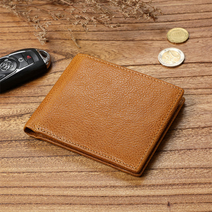 Men's casual vegetable tanned first layer cowhide wallet multi-functional large capacity wallet genuine leather short Coin Purse Wallet fashion