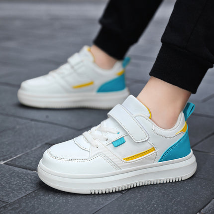 Children's Sneakers Spring New Waterproof Leather Boys' sneaker Trendy Soft Sole Casual White Shoes for Middle and Big Children