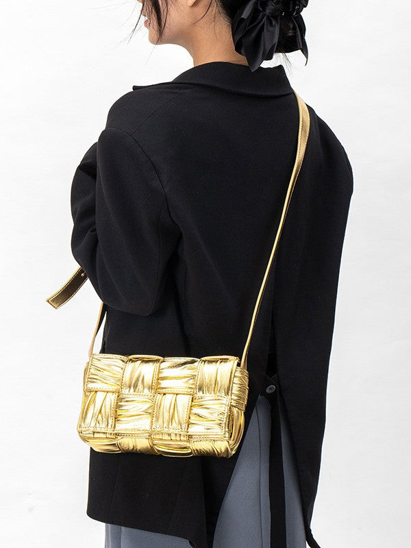 Wholesale Woven Bags for Women 2026 Large Capacity Shoulder Crossbody Bag Plaid Pleated Women's Bag Handbag Storage Light Luxury